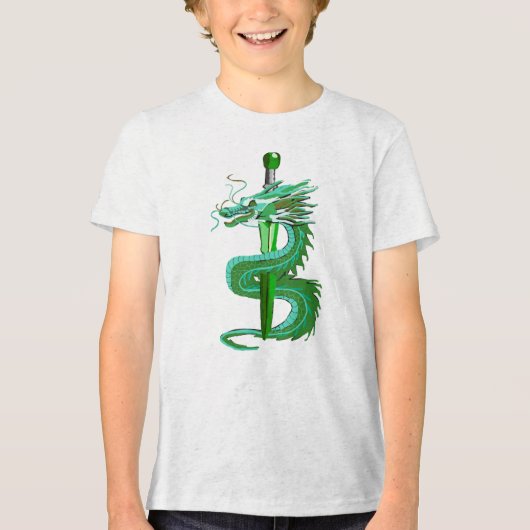 Mystieke Groene Slangendragon Tri-Blend Shirt (Voorkant)