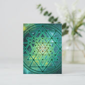 Mystieke Groene Sri Yantra Briefkaart (Staand voorkant)