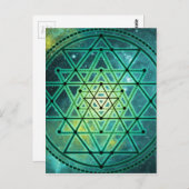 Mystieke Groene Sri Yantra Briefkaart (Voorkant / Achterkant)