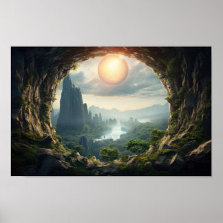 Mystieke Grot Sunrise Landscape Poster