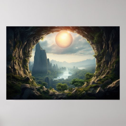 Mystieke Grot Sunrise Landscape Poster (Voorkant)