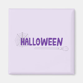 Mystieke Halloween bezem en gedetailleerde webdeta Magneet