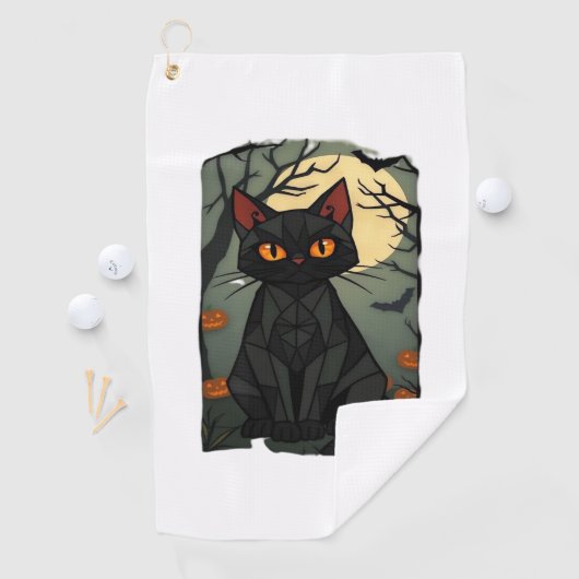 Mystieke Halloween Black Cat Art - Spooky Feline Golfhanddoek (Insitu)