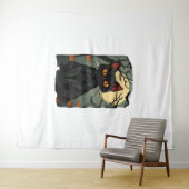 Mystieke Halloween Black Cat Art - Spooky Feline Wandkleed (In Situ (horizontaal))