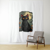Mystieke Halloween Black Cat Art - Spooky Feline Wandkleed (In situ)