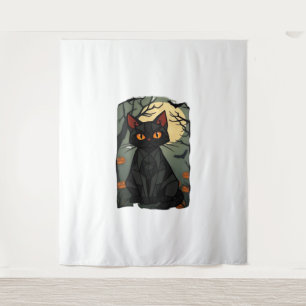 Mystieke Halloween Black Cat Art - Spooky Feline Wandkleed