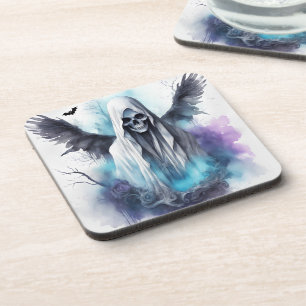 Mystieke Halloween Ghost Gothic Waterverf Art Bier Onderzetter