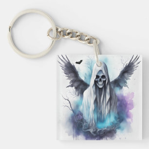 Mystieke Halloween Ghost Gothic Waterverf Art Sleutelhanger