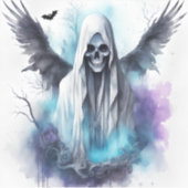 Mystieke Halloween Ghost Gothic Waterverf Art Sticker (Voorkant)