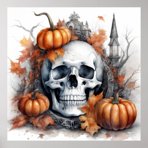 Mystieke Halloween Gothic Skull Art Mystical Poster