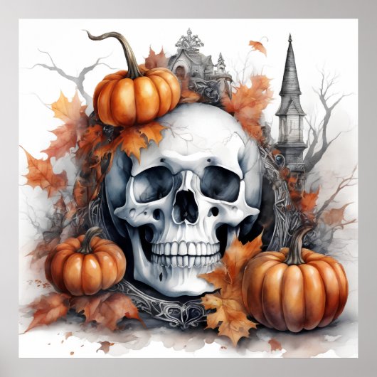 Mystieke Halloween Gothic Skull Art Mystical Poster (Voorkant)