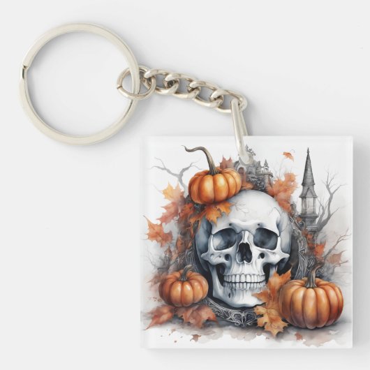 Mystieke Halloween Gothic Skull Art Mystical Sleutelhanger (voorkant)