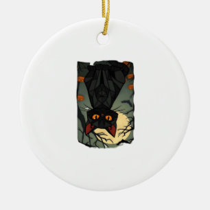 Mystieke Halloween Zwarte Kat Kunst - Griezeldier Keramisch Ornament