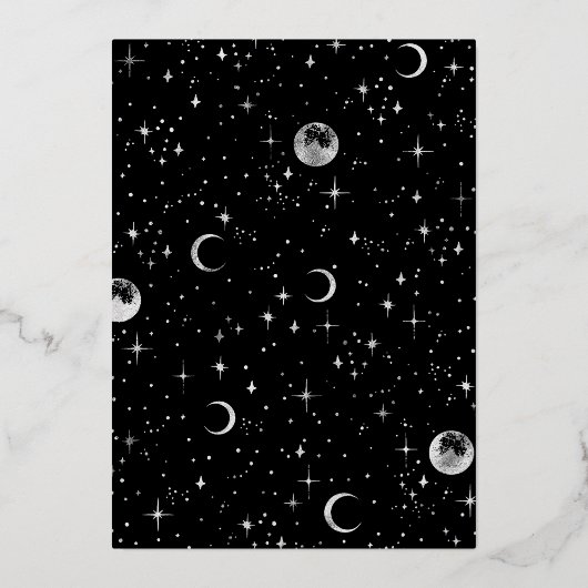 Mystieke Halve Maan Sterrennacht Boho Bruiloft Folie Uitnodiging (Achterkant)