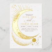 Mystieke Halve Maan Sterrennacht Boho Bruiloft Folie Uitnodiging (Voorkant)