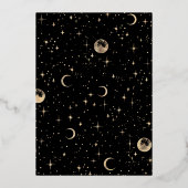 Mystieke Halve Maan Sterrennacht Boho Bruiloft Folie Uitnodiging (Achterkant)