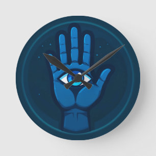 Mystieke Hand Met Oog Symbool Ronde Klok