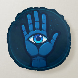 Mystieke Hand Met Oogsymbool Rond Kussen