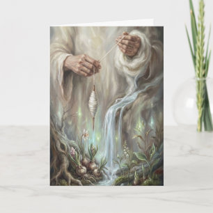 Mystieke handen die de wortels van lentewater spin kaart