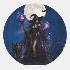 Mystieke Hek Halloween Maan T-Shirt Ronde Sticker