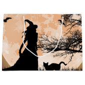 Mystieke heks en kat volle maan groot cadeauzakje (Voorkant)