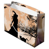 Mystieke heks en kat volle maan groot cadeauzakje (Achterkant Gekanteld)