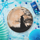 Mystieke heks en kat volle maan papieren bordje (Feest)