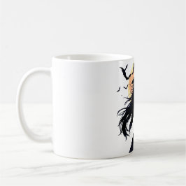 Mystieke heks onder een volle maan koffiemok