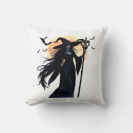 Mystieke heks onder een volle maan kussen