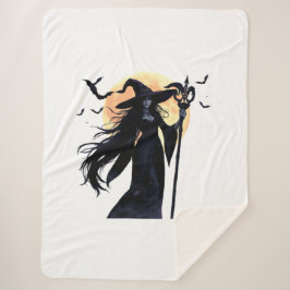 Mystieke heks onder een volle maan sherpa deken