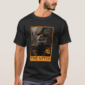 Mystieke heks Tarot wandelen in het bos Hallowe T-shirt