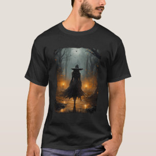 Mystieke heks wandelen door het bos Halloween Goth T-shirt