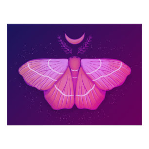 Mystieke Heksenmot Onder Maneschijn Perfect Poster