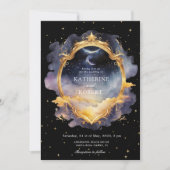 Mystieke hemelse blauw goud bruiloft uitnodiging (Voorkant)