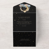 Mystieke hemelse blauwe bruiloft all in one uitnodiging (Buitenkant)