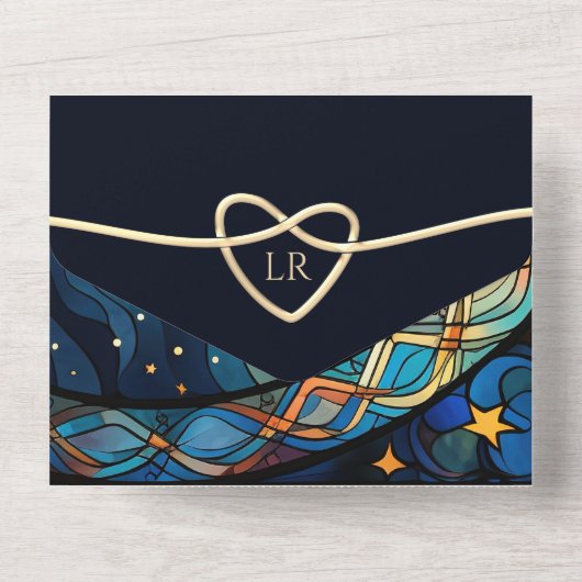 Mystieke hemelse bruiloft alles in één uitnodiging (Achterkant)