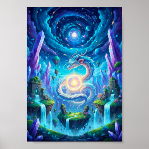 Mystieke Hemelse Draak Zwevende Fantasie Poster
