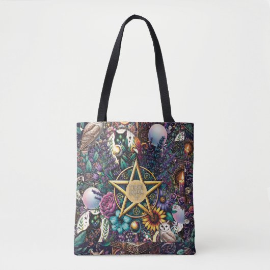 Mystieke hemelse dromer ontwerp pentagram witchy tote bag (Voorkant)