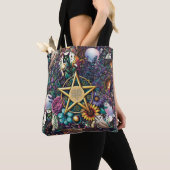 Mystieke hemelse dromer ontwerp pentagram witchy tote bag (Dichtbij)
