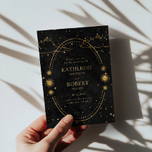 Mystieke Hemelse Gouden Maan Sterren Zwarte Huweli