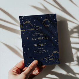 Mystieke Hemelse Gouden Maan Wolken Trouwen Kaart