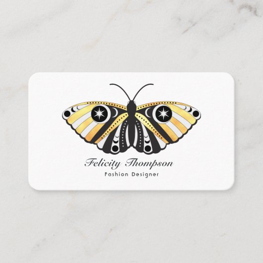 Mystieke Hemelse Gouden Moten QR Code Visitekaartje (Voorkant)