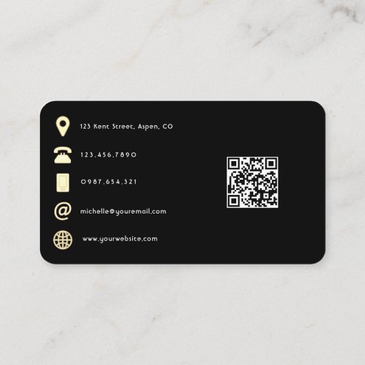 Mystieke Hemelse Gouden Moten QR Code Visitekaartje (Achterkant)