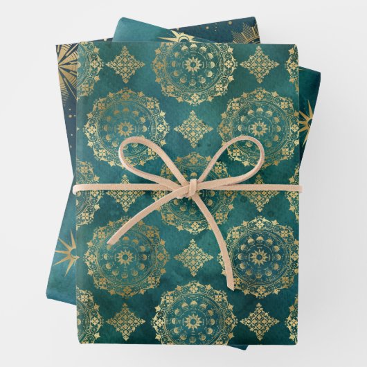 Mystieke Hemelse Groene Verpakkende Document Blade Inpakpapier Vel (In situ)