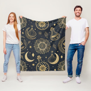 Mystieke Hemelse Hekserij - Gouden Botanische (2) Fleece Deken