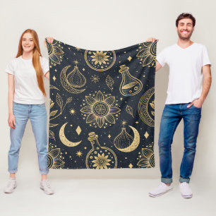 Mystieke Hemelse Hekserij - Gouden Botanische Fleece Deken