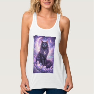 Mystieke Hemelse Kat Maan Melkweg Fantasie Magisch Tanktop