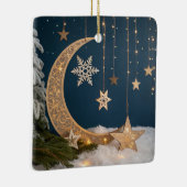 Mystieke Hemelse Kerstmaan Keramisch Ornament (Rechts)