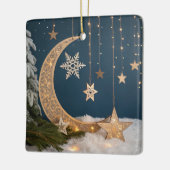 Mystieke Hemelse Kerstmaan Keramisch Ornament (Links)