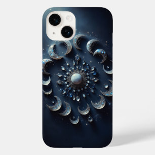 Mystieke Hemelse Maanfasen - Elegante Blauwe Edels Case-Mate iPhone 14 Hoesje